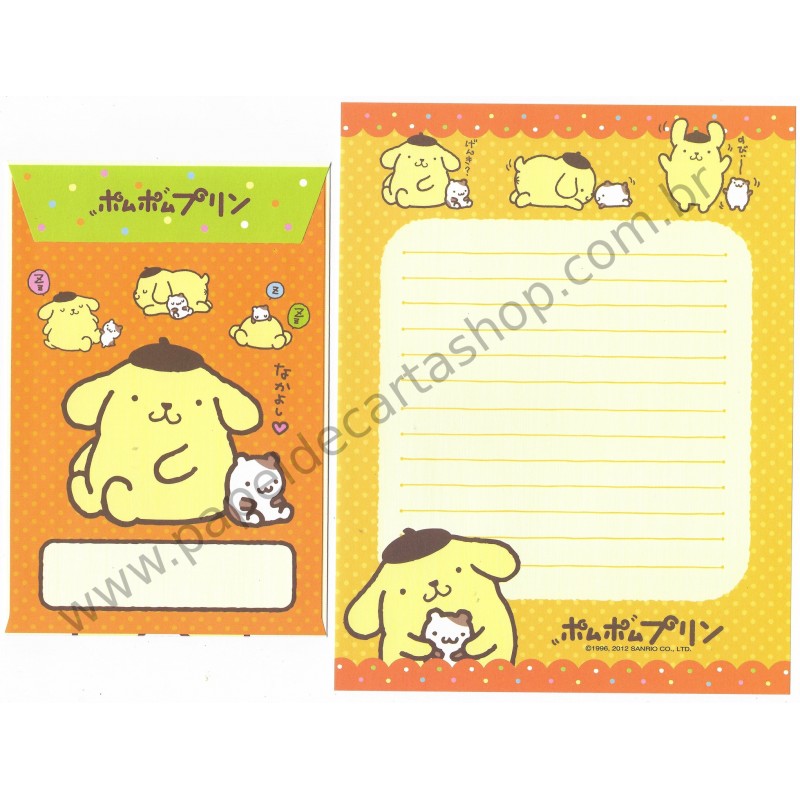 Ano 2012. Conjunto de Papel de Carta Pompompurin Sanrio