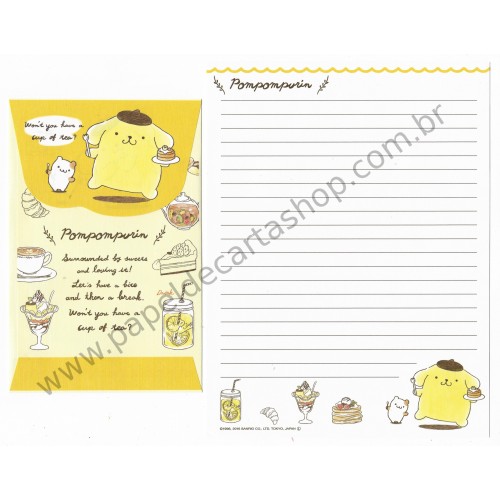 Ano 2016. Conjunto de Papel de Carta Pompompurin Sweets CBR - Sanrio