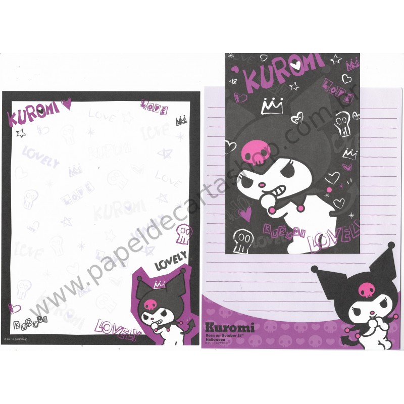 Ano 2011. Conjunto de Papel de Carta Kuromi Halloween BLK Sanrio