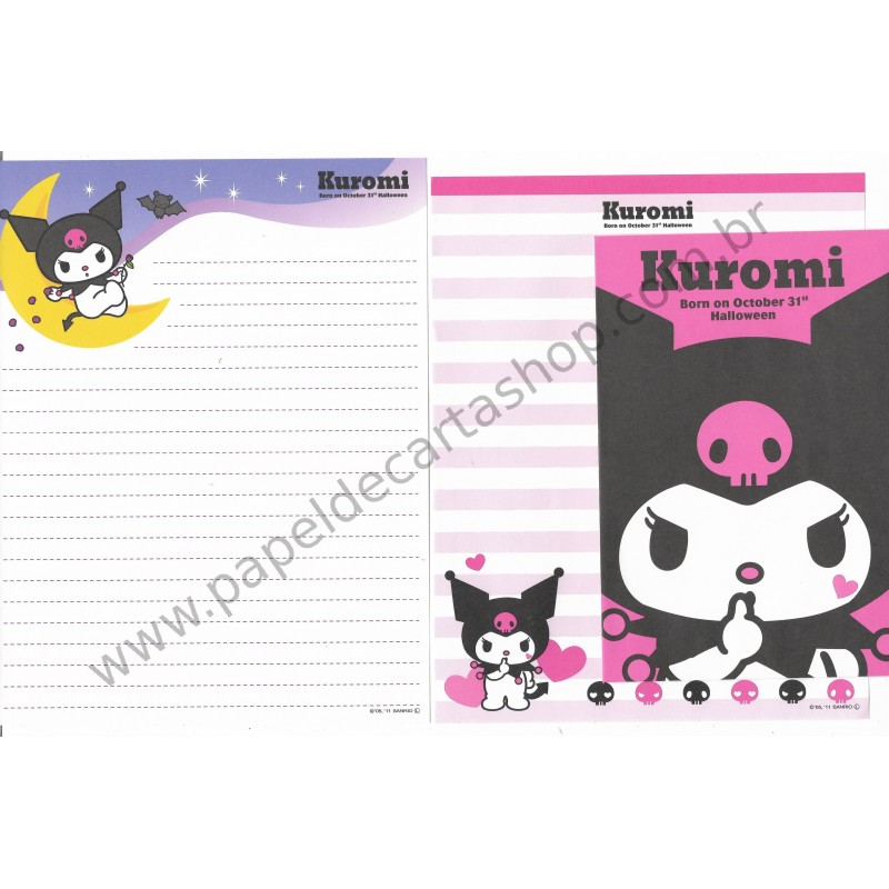 Ano 2011. Conjunto de Papel de Carta Kuromi Halloween PNK Sanrio