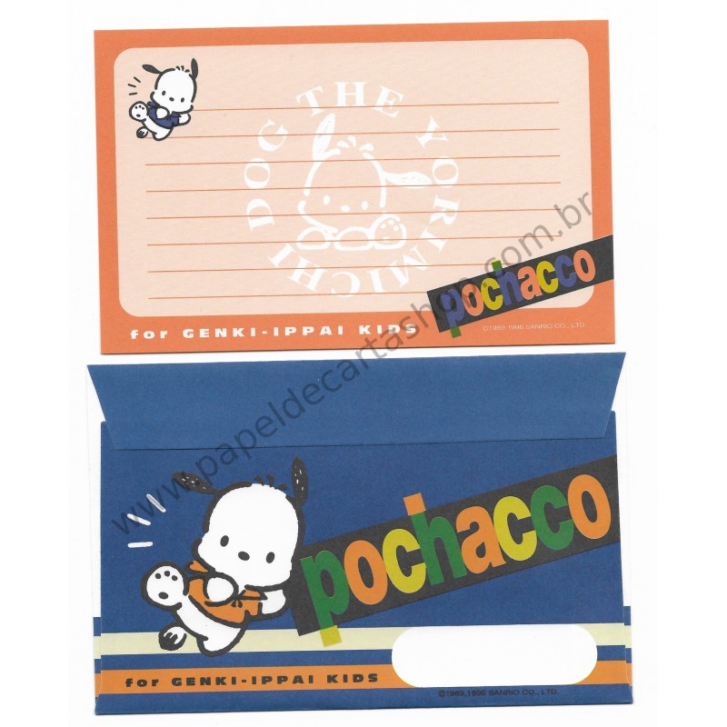 Ano 1996. Conjunto de Papel de Carta Pochacco GIKP Vintage Sanrio