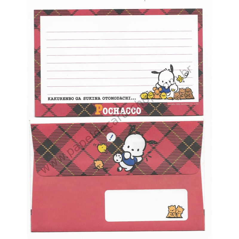 Ano 1996. Conjunto de Papel de Carta Pochacco XZV Vintage Sanrio