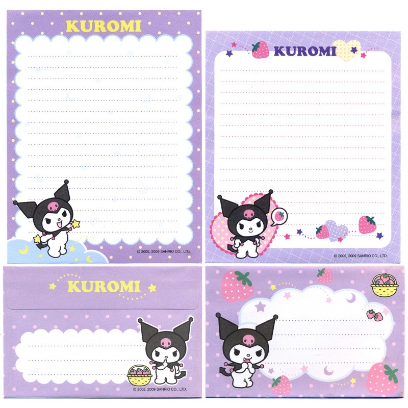 Ano 2009. Conjunto de Papel de Carta Kuromi DUO2 Sanrio