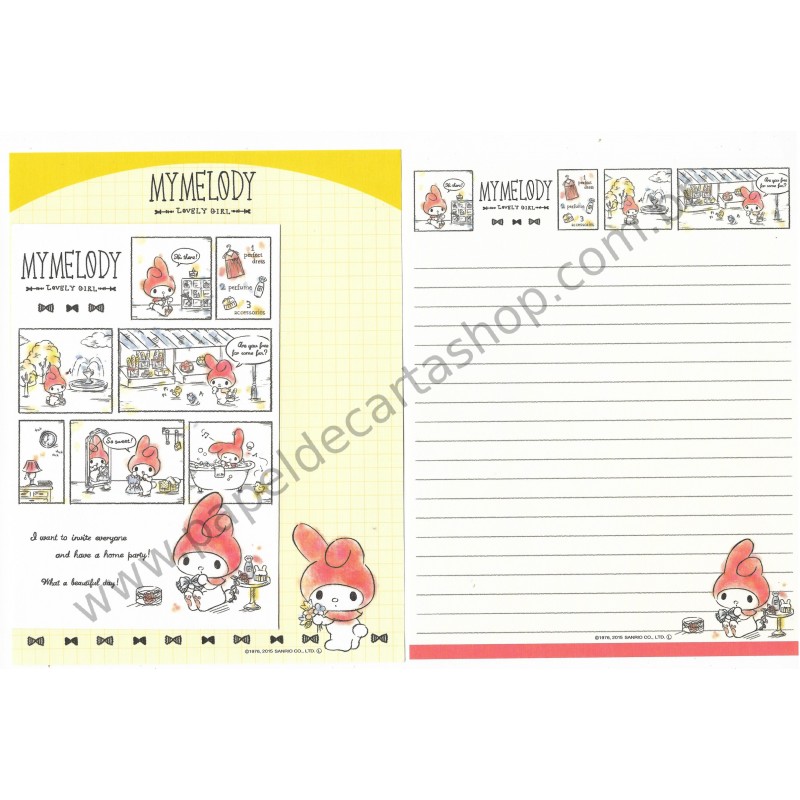 Ano 2015. Kit 2 Conjuntos de Papel de Carta My Melody Lovely Girl Sanrio