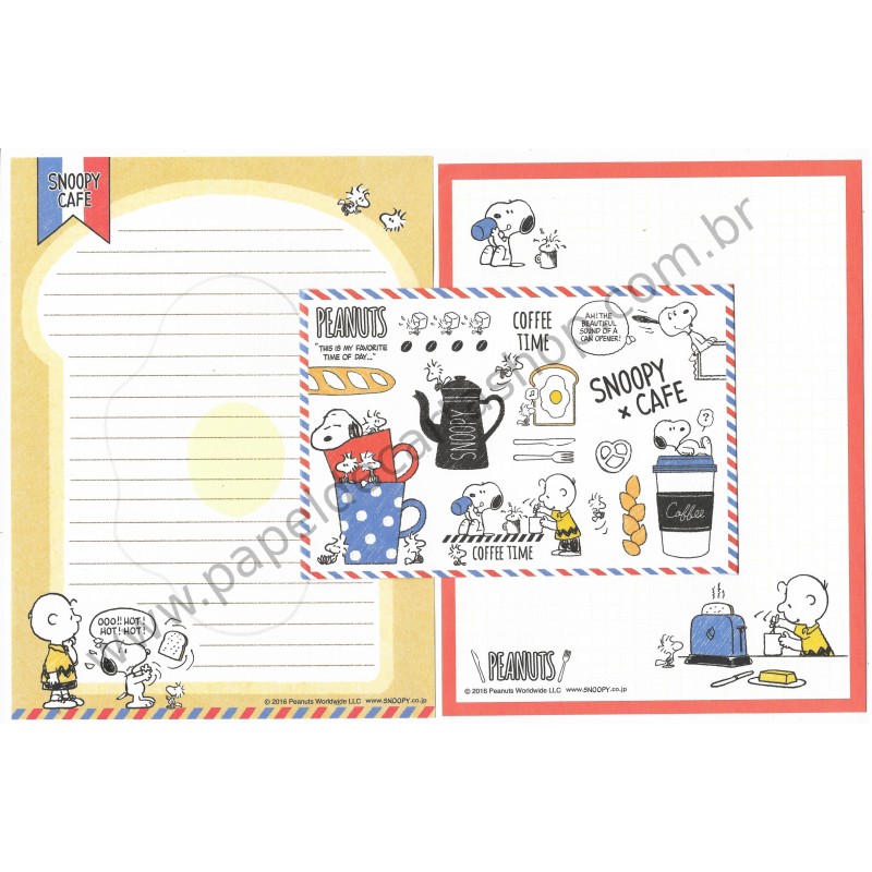 Kit 2 Conjuntos de Papel de Carta Snoopy Coffee Peanuts LCC 2016