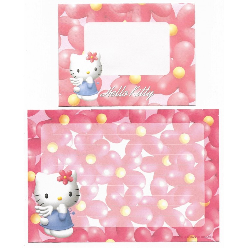 Ano 1997. Conjunto de Papel de Carta Hello Kitty Flores P Sanrio