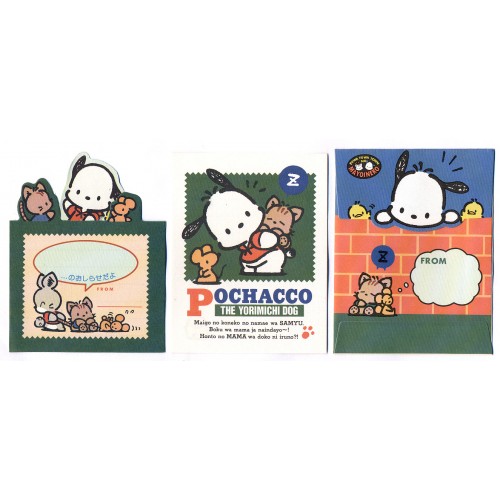 Ano 1994. Conjunto de Mini-Papel de Carta Pochacco Vintage Sanrio