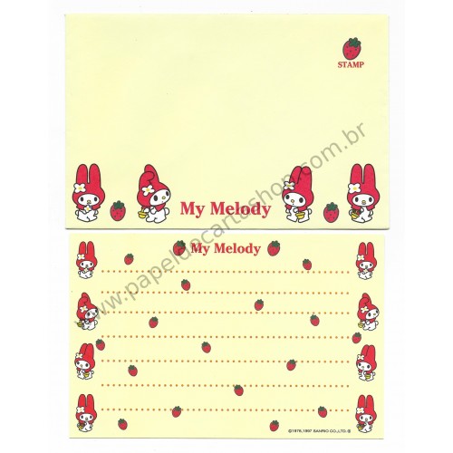 Ano 1997. Conjunto de Papel de Carta Pequeno My Melody CAM2 Antigo (Vintage) Sanrio
