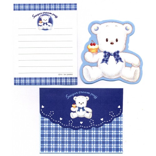 Ano 1994. Conjunto de Mini-Papel de Carta Sugar Cream Puff Vintage Sanrio