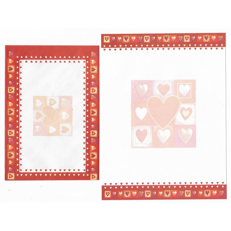 Conjunto de Papel de Carta Importado Heart KIKY Indonésia