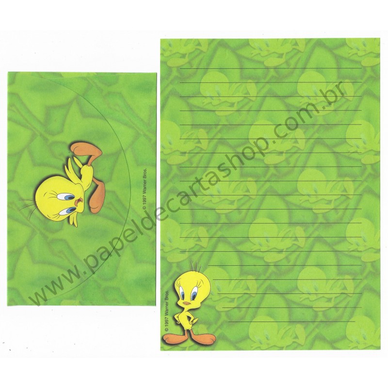 Conjunto de Papel de Carta ANTIGO Tweety Looney Tunes CVD