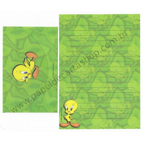 Conjunto de Papel de Carta ANTIGO Tweety Looney Tunes CVD