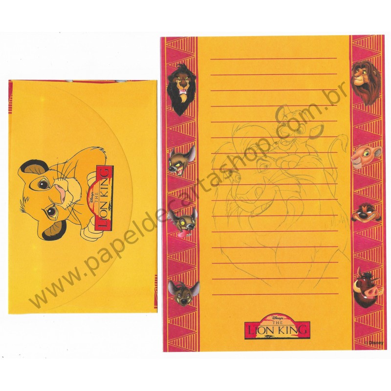 Conjunto de Papel de Carta ANTIGO Personagens Disney The LION KING CLA