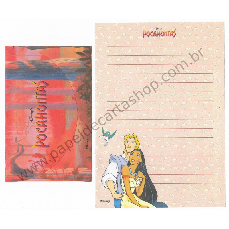 Conjunto de Papel de Carta ANTIGO Personagens Disney Pocahontas CLA