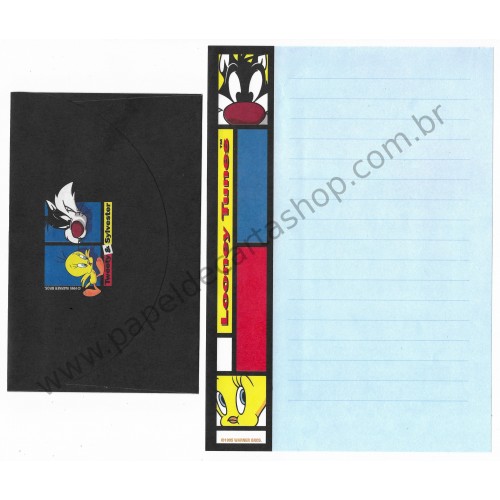 Conjunto de Papel de Carta ANTIGO Tweety & Sylvester Looney Tunes