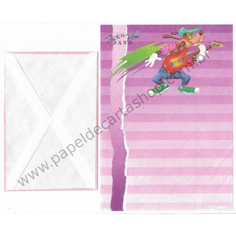 Conjunto de Papel de Carta ANTIGO Personagens Disney Duck'n Roll Band CLL