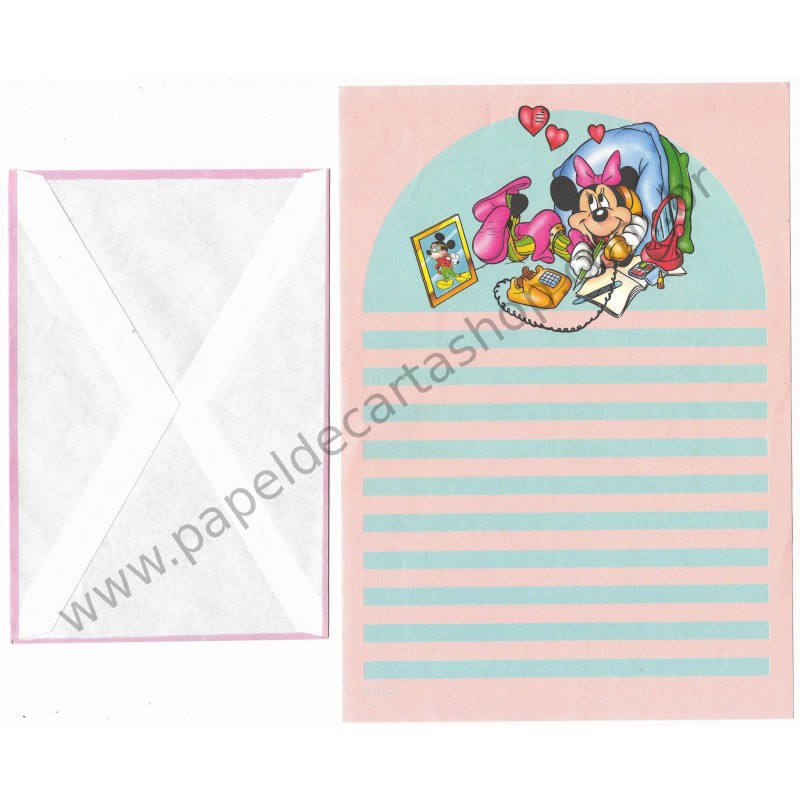 Conjunto de Papel de Carta ANTIGO Personagens Disney Minnie