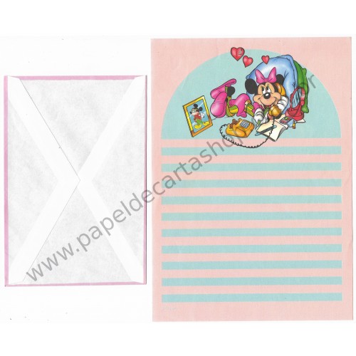 Conjunto de Papel de Carta ANTIGO Personagens Disney Minnie