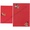 Conjunto de Papel de Carta ANTIGO Personagens Disney Mickey & Minnie Red
