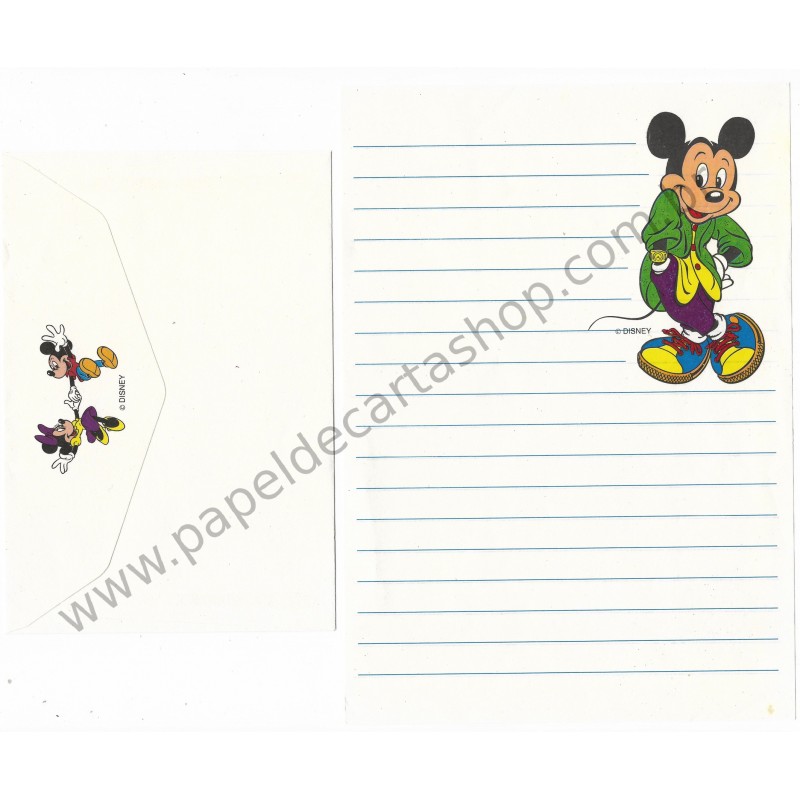 Conjunto de Papel de Carta ANTIGO Personagens Disney Mickey Branco