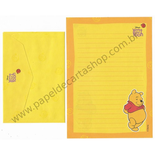 Conjunto de Papel de Carta ANTIGO Personagens Disney Pooh Amarelo