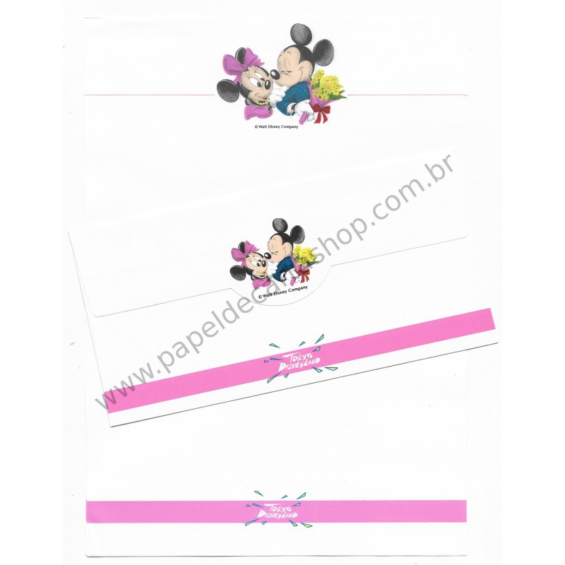 Conjunto de Papel de Carta ANTIGO VINTAGE Disney Tokyo Disneyland