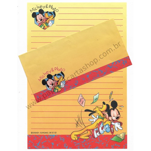 Conjunto de Papel de Carta Antigo Importado Disney Mickey & Pluto