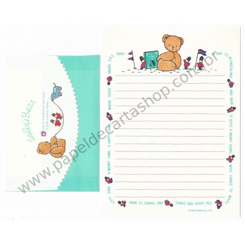 Ano 1985. Conjunto de Papel de Carta Holly's Bear Vintage Sanrio