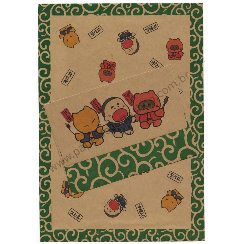 Ano 1985. Conjunto de Papel de Carta Vintage Sanrio Kraft