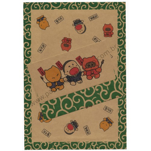 Ano 1985. Conjunto de Papel de Carta Vintage Sanrio Kraft