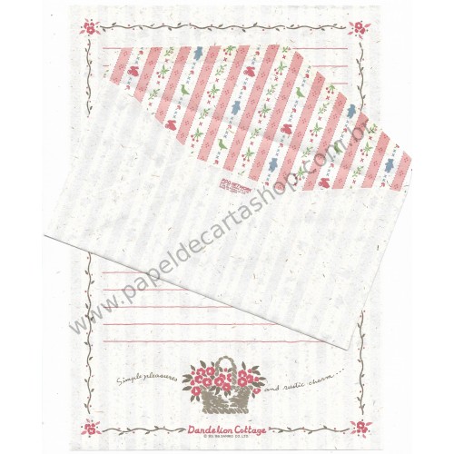 Ano 1986. Conjunto de Papel de Carta Dandelion Cottage Vintage Sanrio