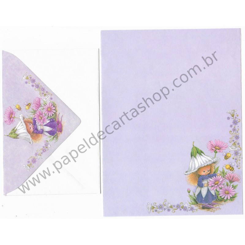 Conjunto de Papel de Carta Antigo Importado Victoria Plum CLL