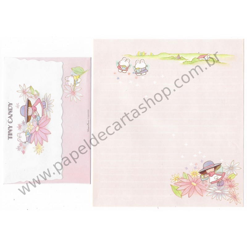 Conjunto de Papel de Carta Vintage Tiny Candy Flower Days Gakken