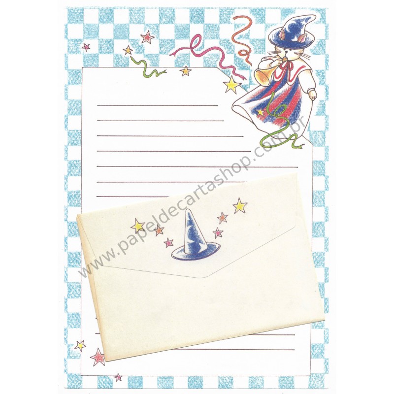 Conjunto de Papel de Carta Antigo (Vintage) Witcher Cat Japan