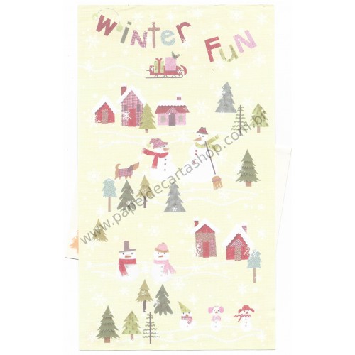 Conjunto de Papel de Carta Antigo (Vintage) Winter Fun - Hallmark
