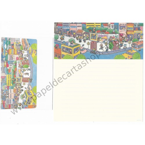 Conjunto de Papel de Carta Antigo (Vintage) My Joyful Town1 JAPAN