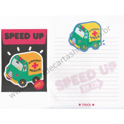 Conjunto de Papel de Carta Vintage Speed-Up Truck Midori Japan