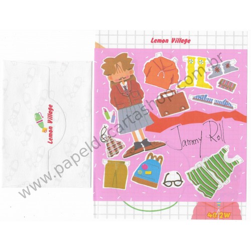 Conjunto de Papel de Carta Antigo Jammy Roll Lemonchan Village Gakken