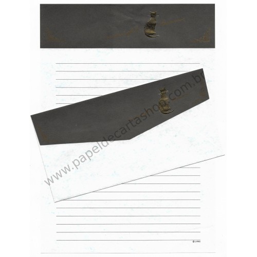 Conjunto de Papel de Carta Antigo Midnight Dream Cat Lyric