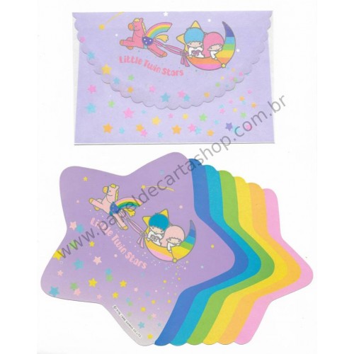 Ano 1986. Conjunto de Papel de Carta Little Twin Stars Star Antigo (Vintage) Sanrio