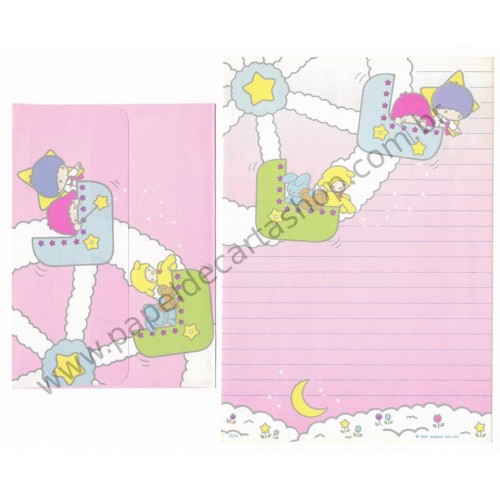 Conjunto de Papel de Carta Antigo Little Twin Stars Roda-Gigante