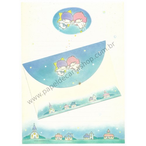 Ano 1985. Conjunto de Papel de Carta Little Twin Stars BAZ Vintage Sanrio