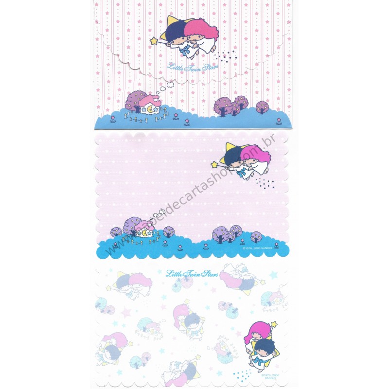 Ano 2000. Conjunto de Papel de Carta Little Twin Stars P Vintage Sanrio