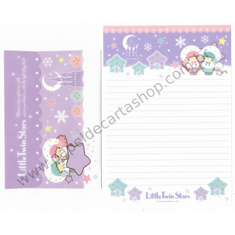 Ano 2008. Conjunto de Papel de Carta Little Twin Stars Winter Stars1 Sanrio