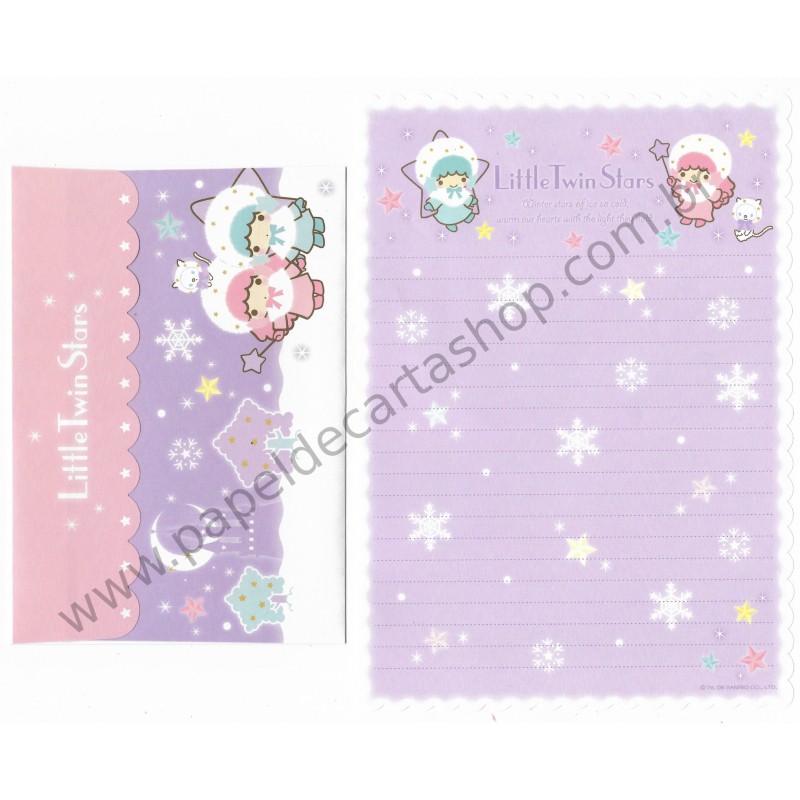 Ano 2008. Conjunto de Papel de Carta Little Twin Stars Winter Stars2 Sanrio