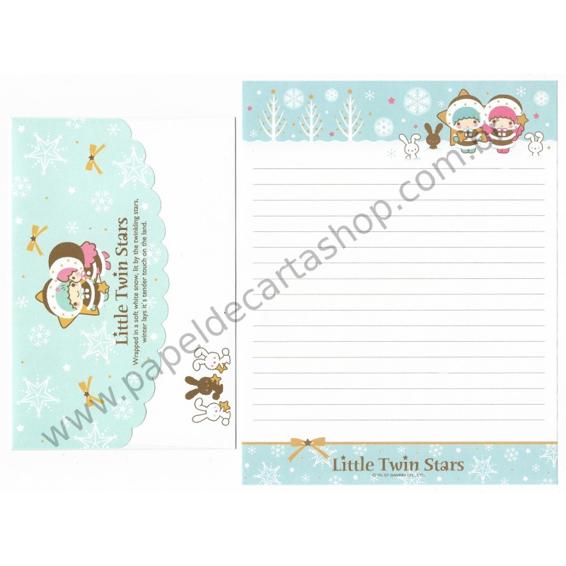 Ano 2007. Conjunto de Papel de Carta Little Twin Stars White Snow Sanrio