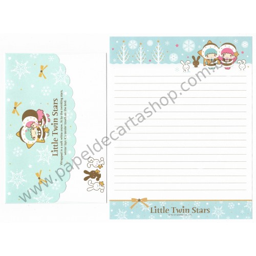 Ano 2007. Conjunto de Papel de Carta Little Twin Stars White Snow Sanrio