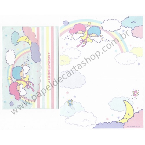 Ano 2005. Conjunto de Papel de Carta Little Twin Stars Sky Sanrio