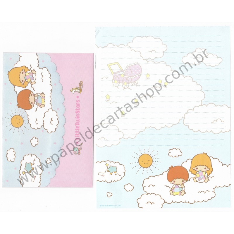 Ano 2005. Conjunto de Papel de Carta Little Twin Stars C Baby Star Sanrio