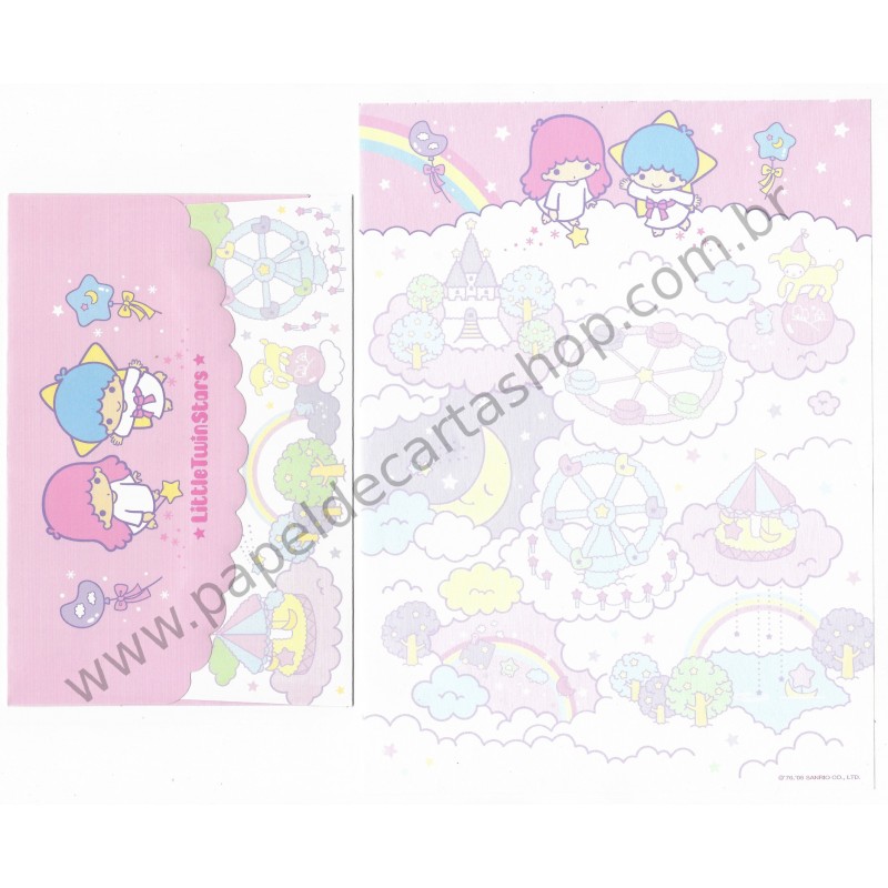 Ano 2005. Conjunto de Papel de Carta Little Twin Stars C Park Sanrio